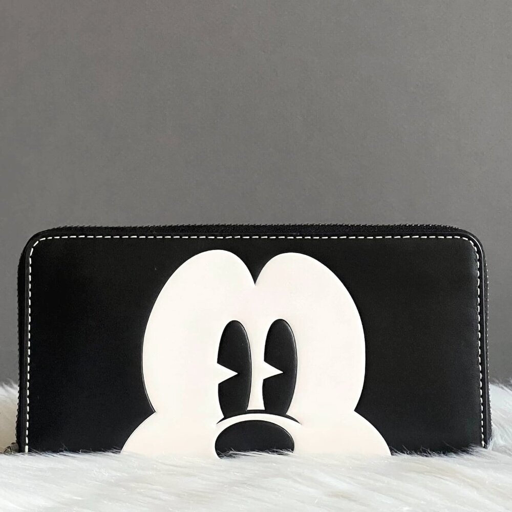 Disney x Coach Zip Around Wallet With Mickey Mouse (CN037) BRAND NEW
